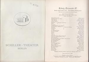 Bild des Verkufers fr Knig Heinrich IV. Erster und zweiter Teil. Spielzeit 1955 / 1956, Heft 53. Programmheft des Schiller Theaters Berlin. Insz.: Josef Gielen. - Bhnenbild und Kostme: Caspar Neher. - Darsteller: Walter Franck, Erich Schellow, Ernst Sattler, Werner Krau, Tilly Lauenstein, Lotte Stein, Max Grothusen u. a. zum Verkauf von Antiquariat Carl Wegner