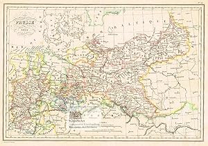 Prusse 1833. Landkarte von Preußen von Westfalen im Westen bis Schlesien und Ostpreußen im Osten....