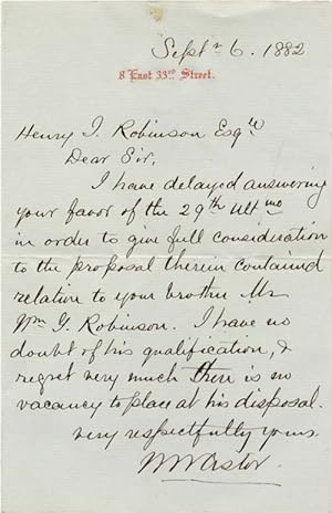 William Waldorf Astor Signed Letter