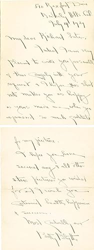 Seller image for Scarce ALS by Film Star Betty Blythe, Thanking Fan for Expressing "So Much Gratitude for My Picture. " for sale by Stuart Lutz Historic Documents, Inc.