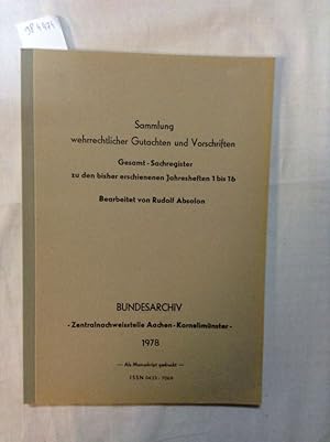 Image du vendeur pour Sammlung wehrrechtlicher Gutachten und Vorschriften Gesamt Sprachregister zu den bisher erschienenen Jahresheften 1 bis 16 mis en vente par Versand-Antiquariat Konrad von Agris e.K.