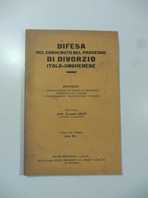 Difesa del convenuto nel processo di divorzio italo-ungherese