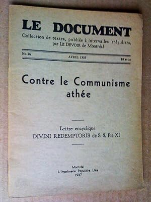 Contre le communisme athée. Lettre encyclique Divini Redemptoris