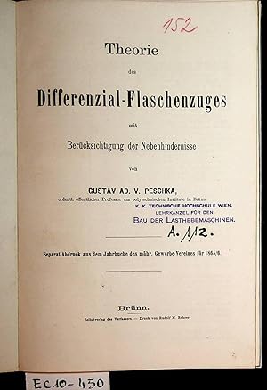 Theorie des Differenzial-Flaschenzuges mit Berücksichtigung der Nebenhindernisse. (=Separat-Abdru...