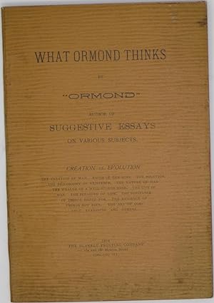 What Ormond Thinks: Creation vs. Evolution