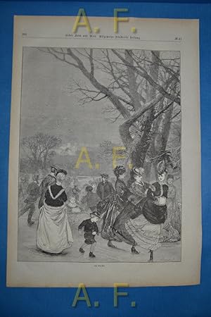 Auf dem Eise. Eislaufen. // Druck nach einem Holzschnitt aus: Ueber Land und Meer. Allgemeine Ill...