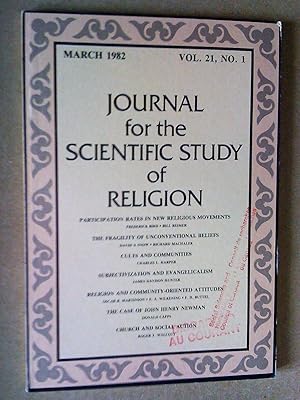 Seller image for Journal for the Scientific Study of religion, vol. 21, no 1, March 1982 for sale by Livresse