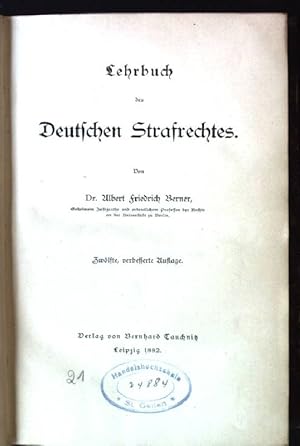 Bild des Verkufers fr Lehrbuch des Deutsche Strafrechtes zum Verkauf von books4less (Versandantiquariat Petra Gros GmbH & Co. KG)