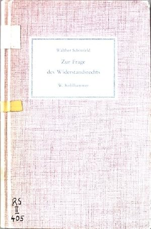 Imagen del vendedor de Zur Frage des Widerstandsrechts. Ein Gesprch. a la venta por books4less (Versandantiquariat Petra Gros GmbH & Co. KG)