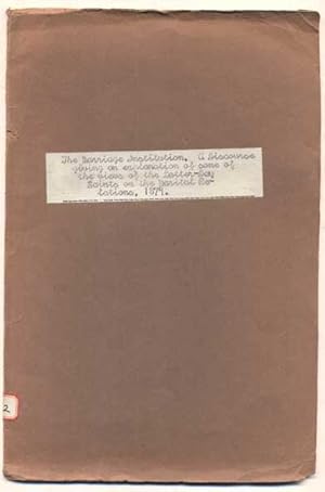 Immagine del venditore per The Marriage Institution. A Discourse, giving an explanation of some of the views of the Latter-day Saints on the Marital Relation, delivered at a Conference held in Goswell Hall, Goswell Road, London, December 9th, 1879, by William Budge, an elder of the Church of Jesus Christ of Latter-day Saints. (Reported by Joseph May, of Sheffield) venduto da Ken Sanders Rare Books, ABAA