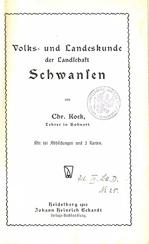 Bild des Verkufers fr Volks- und Landeskunde der Landschaft Schwansen (1912) zum Verkauf von Libro-Colonia (Preise inkl. MwSt.)