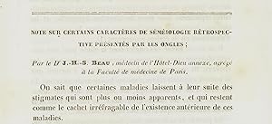 Note sur certains caractères de séméiologie rétrospective présentés par les ongles. In : Archives...