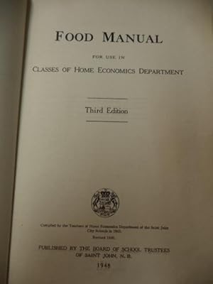 Food Manual For Use In Classes Of Home Economics Department