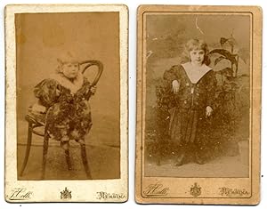 Messina Lot of 2 Margherita size photo Same little girl in 1896 and 1898 S1110