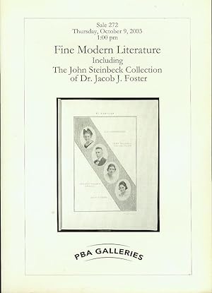 Fine Modern Literature Including The John Steinbeck Collection of Dr. Jacob J. Foster (Sale 272, ...