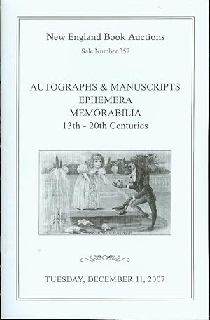 Autographs & Manuscripts, Ephemera, Memorabilia, 13th-20th Centuries (Sale Number 357, December 1...