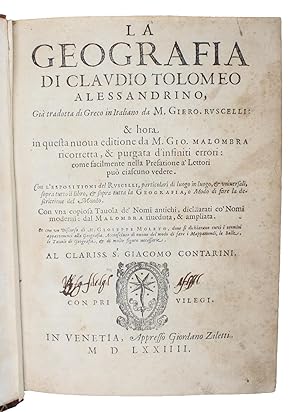 La Geografia di Claudio Tolomeo Alessandrino, Già tradotte di greco in italiano da M. Giero. Rusc...