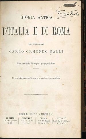 Bild des Verkufers fr Storia antica d'Italia e di Roma - Storia del Medio Evo - Storia moderna zum Verkauf von Sergio Trippini