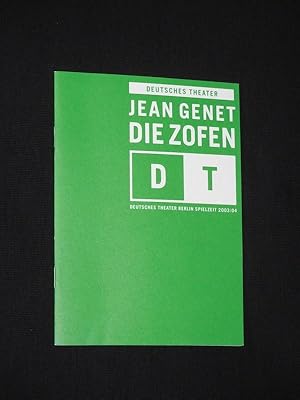 Image du vendeur pour Programmheft 12 Deutsches Theater Berlin 2003/04. DIE ZOFEN von Jean Genet. Regie: Konstanze Lauterbach, Bhnenbild: Kathrin Frosch, Kostme: Daniela Villaret, techn. Einr.: Michael Schaldach. Mit Inge Keller (Gndige Frau), Simone von Zglinicki (Claire) und Margit Bendokat (Solange) mis en vente par Fast alles Theater! Antiquariat fr die darstellenden Knste