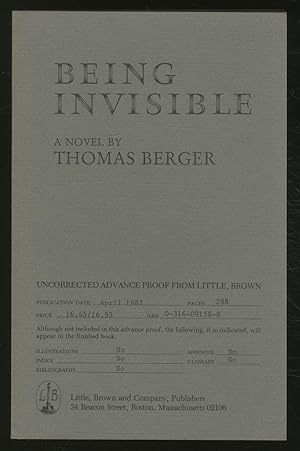 Seller image for Being Invisible for sale by Between the Covers-Rare Books, Inc. ABAA