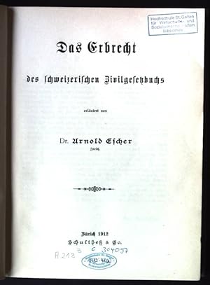 Seller image for Das Erbrecht des schweizerischen Zivilgesetzbuches Kommentar zum Schweizerischen Zivilgesetzbuch. Band II for sale by books4less (Versandantiquariat Petra Gros GmbH & Co. KG)