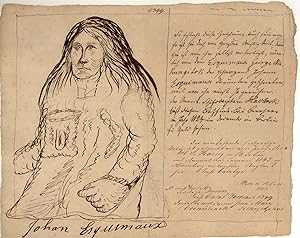 Johann Esquimaux. Original portrait in pen-and-ink, with manuscript annotation in German, by an I...
