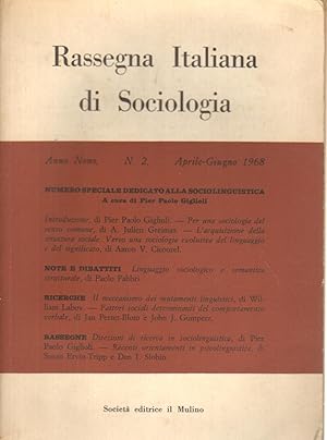 Seller image for Rassegna Italiana di Sociologia. Anno nono. Numero 2 for sale by Di Mano in Mano Soc. Coop