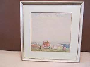 Seller image for Schwbische Landschaft. Aquarell auf Papier, links unten signiert, gerahmt. for sale by Antiquariat Friederichsen