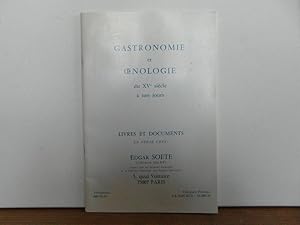 Catalogue Gastronomie et Oenologie du XVe siecle a nos jours