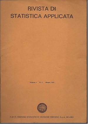 Immagine del venditore per RIVISTA DI STATISTICA APPLICATA - Volume 9 N. 2 Giugno 1979 venduto da Invito alla Lettura