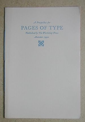 Seller image for A Prospectus for Pages Of Type. for sale by N. G. Lawrie Books