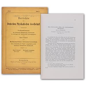 Eine Braunsche Röhre für elektrostatische Ablenkung. SS. 29-34. Mit 5 Abbildungen. In: Berichte d...