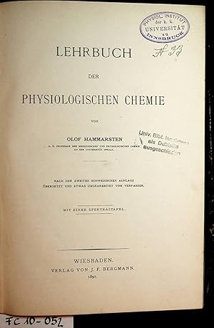 Bild des Verkufers fr Lehrbuch der Physiologischen Chemie. zum Verkauf von ANTIQUARIAT.WIEN Fine Books & Prints