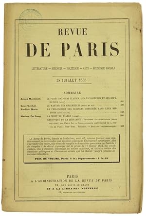 REVUE DE PARIS. 4e Année - 15 Juillet 1856 (EDITION ORIGINALE):