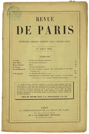 REVUE DE PARIS. 4e Année - 1er Aout 1856 (EDITION ORIGINALE):