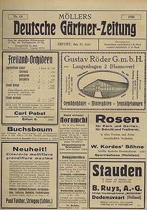 Möllers Deutsche Gärtner-Zeitung 43.Jahrgang 1928, Hefte 18 bis 21