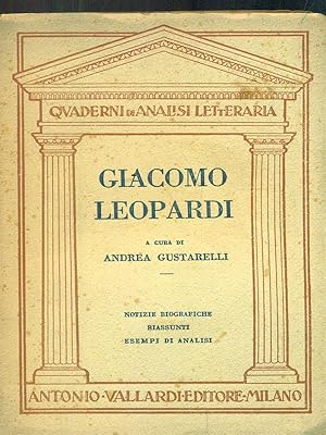 Bild des Verkufers fr Giacomo Leopardi zum Verkauf von Librodifaccia