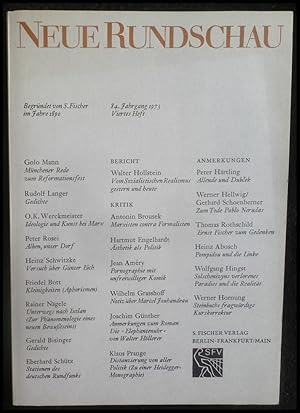 Imagen del vendedor de Neue Rundschau: Begrndet von S. Fischer im Jahre 1890 84. Jahrgang 1973 : Viertes Heft a la venta por ANTIQUARIAT Franke BRUDDENBOOKS