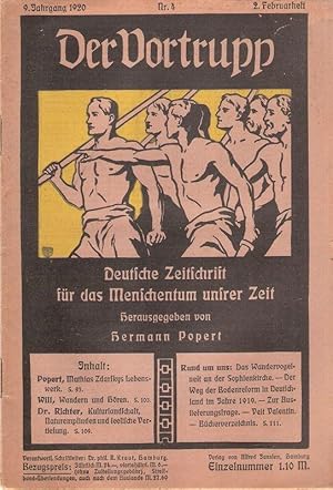 Imagen del vendedor de Der Vortrupp. Deutsche Zeitschrift fr das Menschentum unsrer Zeit. 9. Jahrgang 1920, Nr. 4. 2 Februarheft. a la venta por Brbel Hoffmann