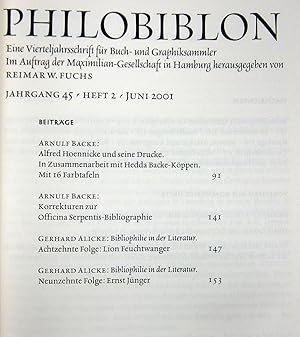 Philoblion. Eine Vierteljahresschift für Buch- und Graphiksammler. 4 Hefte: Heft 4 - Dezember 198...