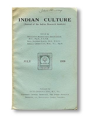 Indian Culture Journal of the Indian Research Institute July 1936