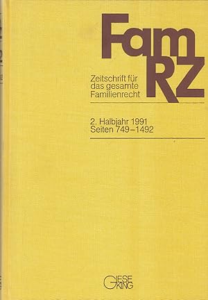 FamRZ : Zeitschrift für das gesamte Familienrecht. 2. Halbjahr 1991, 37. Jahrgang.