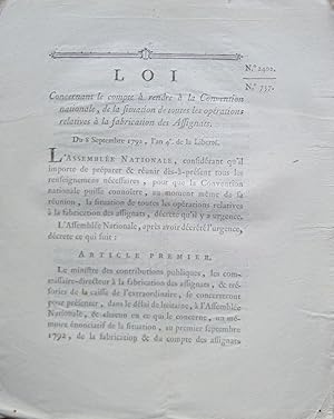 Loi concernant le compte à rendre à la Convention nationale, de la situation de toutes les opérat...