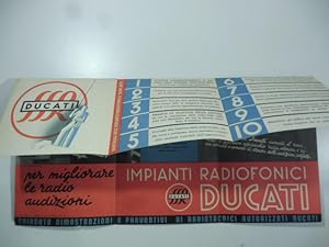 Impianti radiofonici Ducati. Come migliorare le radioaudizioni. (Pieghevole pubblicitario)