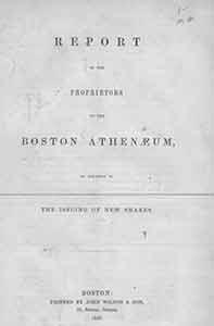 Immagine del venditore per Report of the Proprietors of the Boston Atheneum In Relation to The Issuing of New Shares. venduto da Wittenborn Art Books