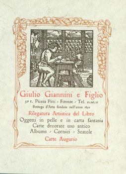 Business Card for Giulio Giannini E Figlio, Firenze (Florentine Bookbinder). Rilegatura Artistica...