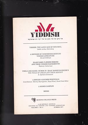 Immagine del venditore per Yiddish a Quarterly Journal Devoted to yiddish and yiddish Literature Volume 2, Number 4, Summer 1977 venduto da Meir Turner