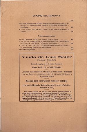 Seller image for SOBRE LOS CONEJOS DE MARREUECOS / ESPECIES NUEVAS DE THORICTIS (COL) DE MARRUECOS Y RIBERA DEL MEDITERRANEO / VARIOS ESTUDIOS MAS for sale by Libreria 7 Soles