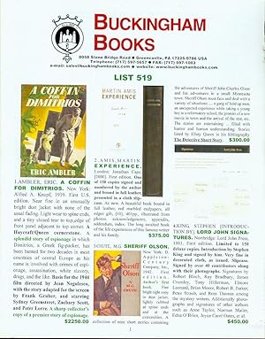 Seller image for Buckingham Books (List 519) for sale by Bookmarc's