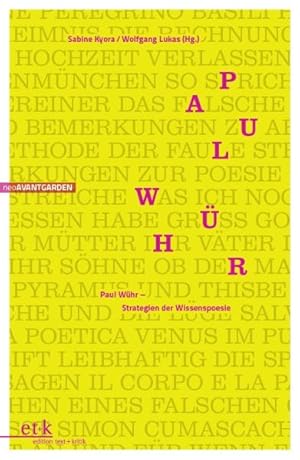 Paul Wühr: Strategien der Wissenspoesie